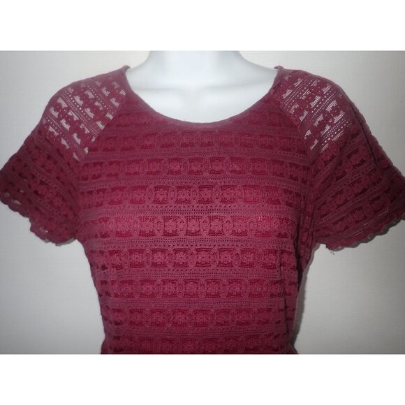Free People Henna burgundy dress Women 2 Lace overlay‎ short Sleeve Party - Picture 3 of 8